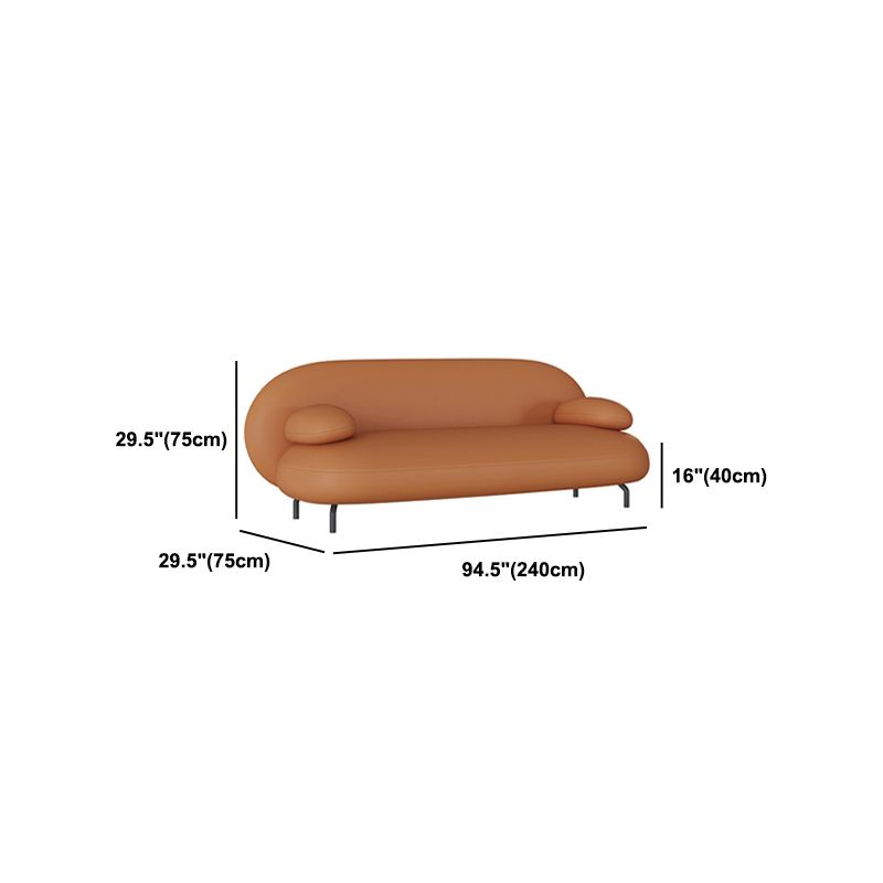 Pillow Top Arm Sofa Modern Faux Leather Sofa with Tight Back in Orange