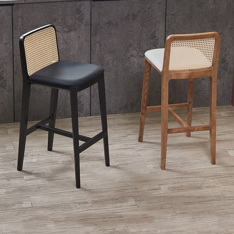 Contemporary Style Low Back Solid Wood Armless Bar Stool for Home