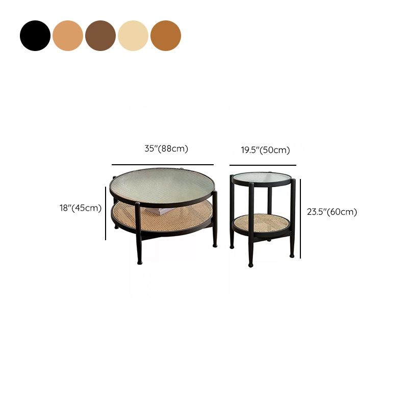 Tropical Coffee Cocktail Table Storage Solid Wood Coffee Table