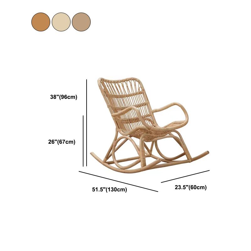 Natural Rattan Rocking Accent Chair Contemporary Reclining Rocker Chair for Living Room