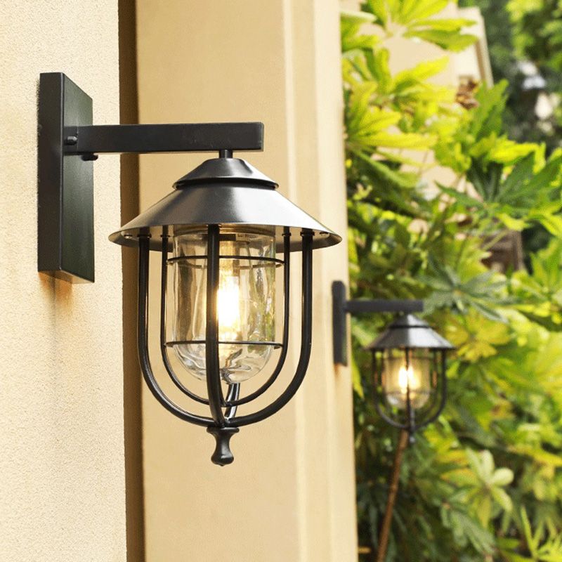 Glas schwarzer Wandleuchte Käfig -Industrie -Wandbeleuchtung für den Außenbereich