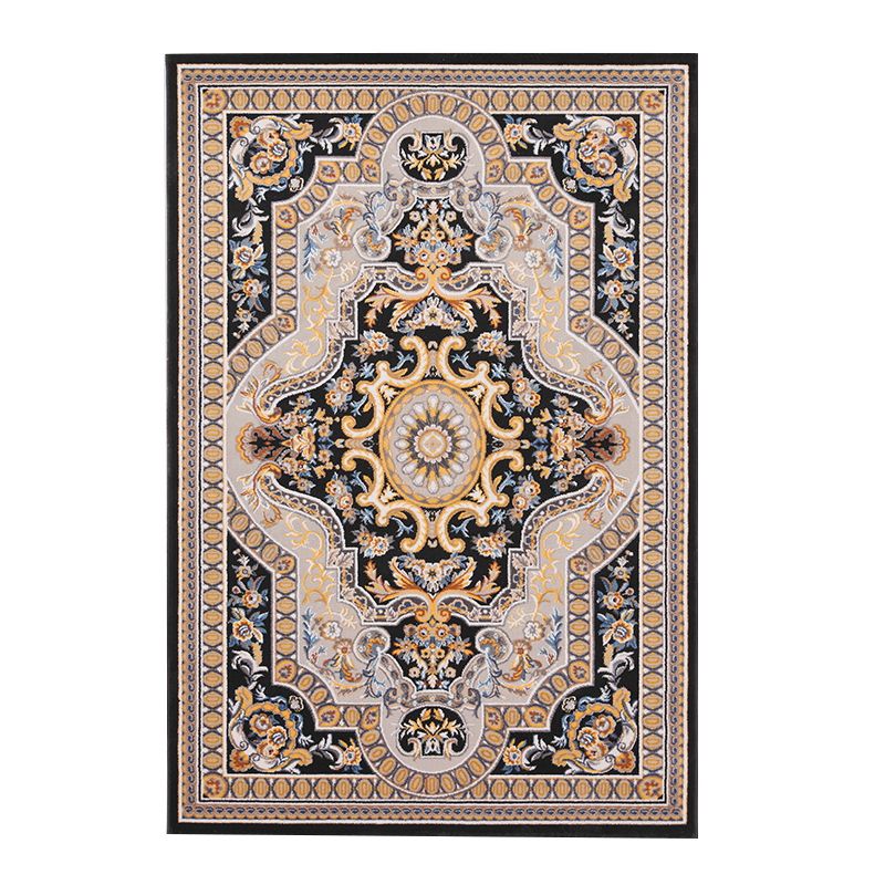 Moroccan Medallion Print Rug Polyester Area Carpet Stain Resistant Indoor Rug for Living Room