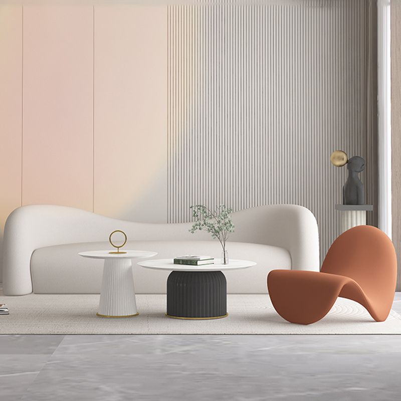 Contemporary Curved Sofa Modern Sloped Arm Sofa for Living Room, Apartment