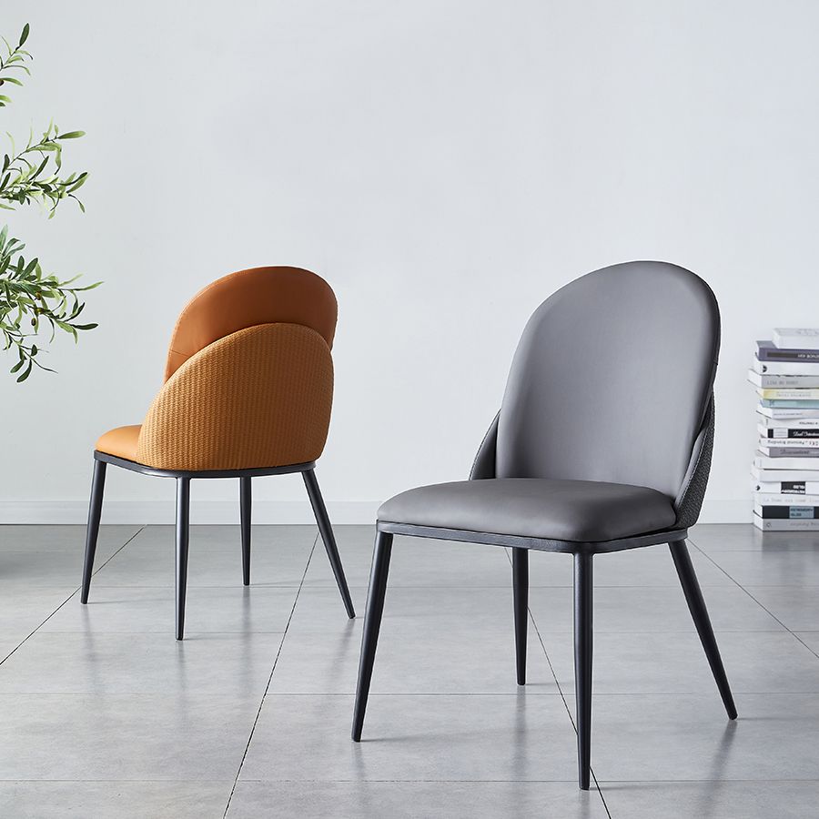 Silla de comedor de estilo moderno, sillas Parsons laterales de metal sin brazos para cocina