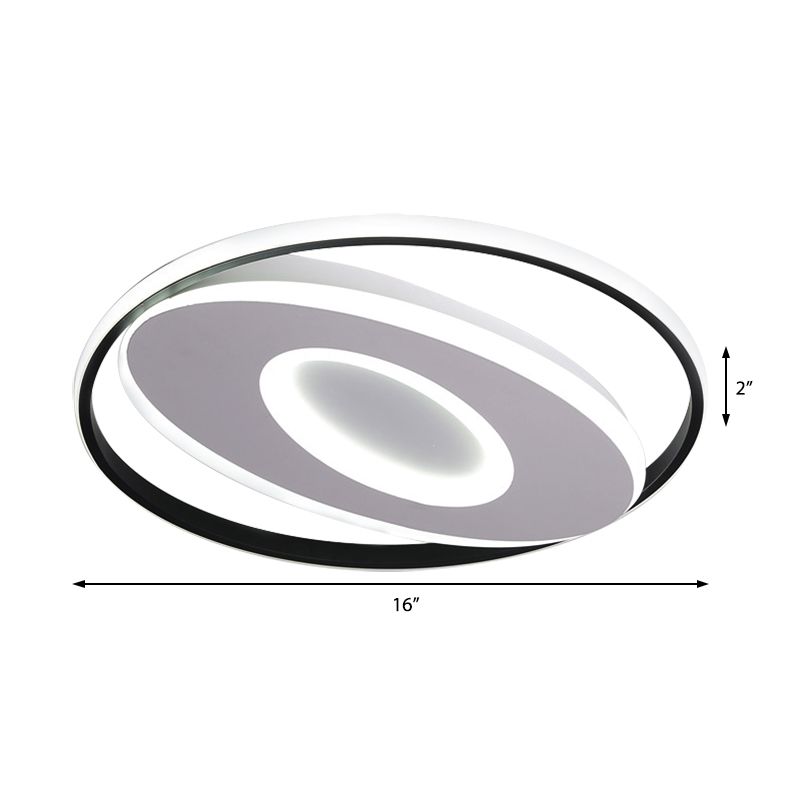Plafonnier ovale moderne en acrylique, 16/19,5/23,5 pouces, luminaire de plafond unique en blanc chaud/blanc