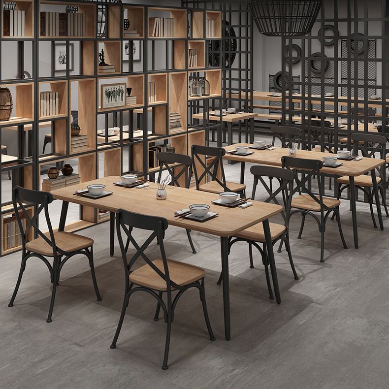 Industrial Dining Table Set 1/2/5 Pcs Solid Wood Top Dining Table and Chairs