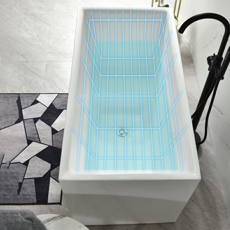 Acrylic Freestanding Bathtub Modern Rectangle Bathtub with Center Drain