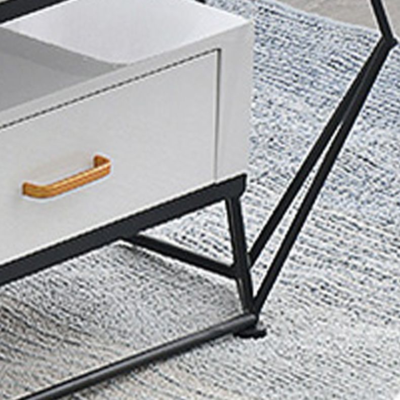 Modern Frame Coffee Cocktail Table Rectangular Glass Top Cocktail Table with Drawer