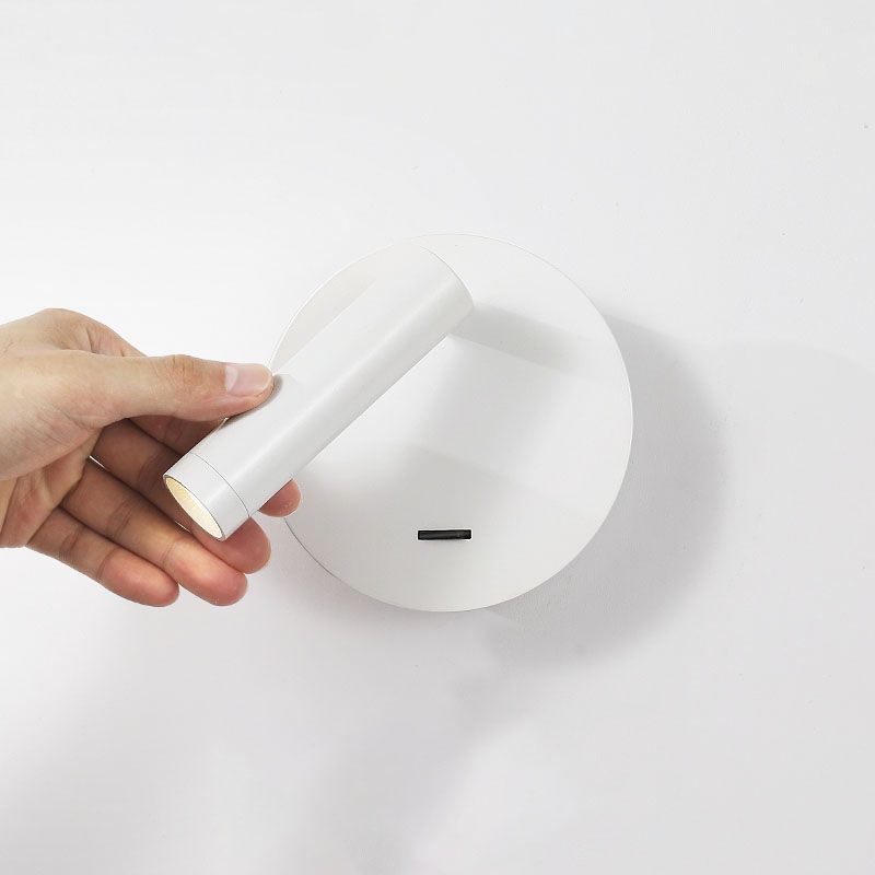 Splock de pared de metal negro con interruptor de luz de pared círculo de 1 luz para el dormitorio para el dormitorio