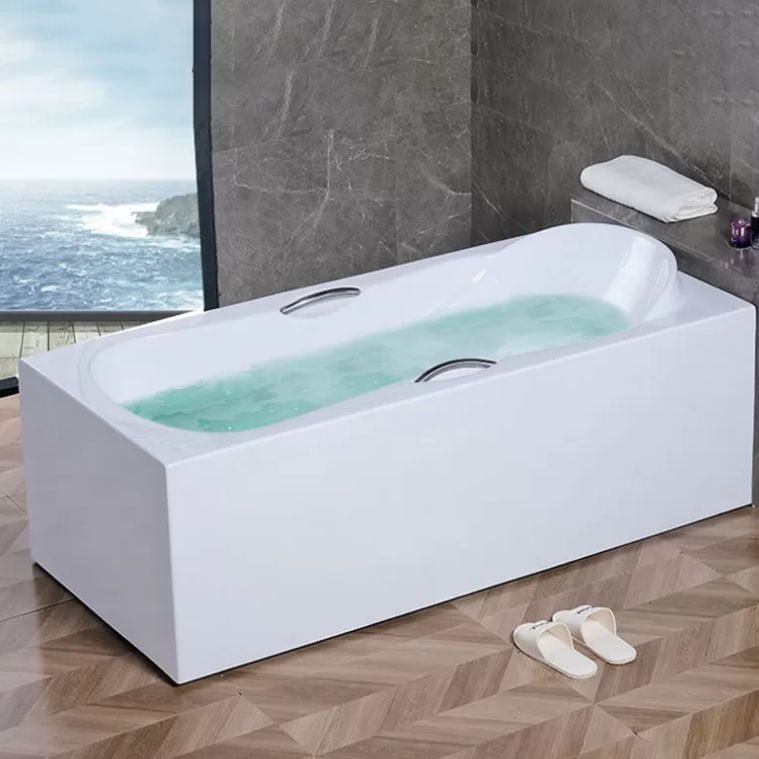 Rectangular Bath Soaking Back to Wall Bathtub in White (Board not Included)