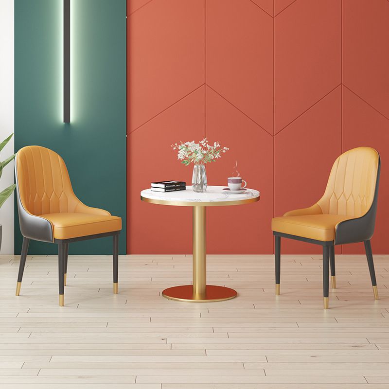 1/3/4/5 Pcs Metal Glam Style Dining Room Set with Round Table Dinette Set