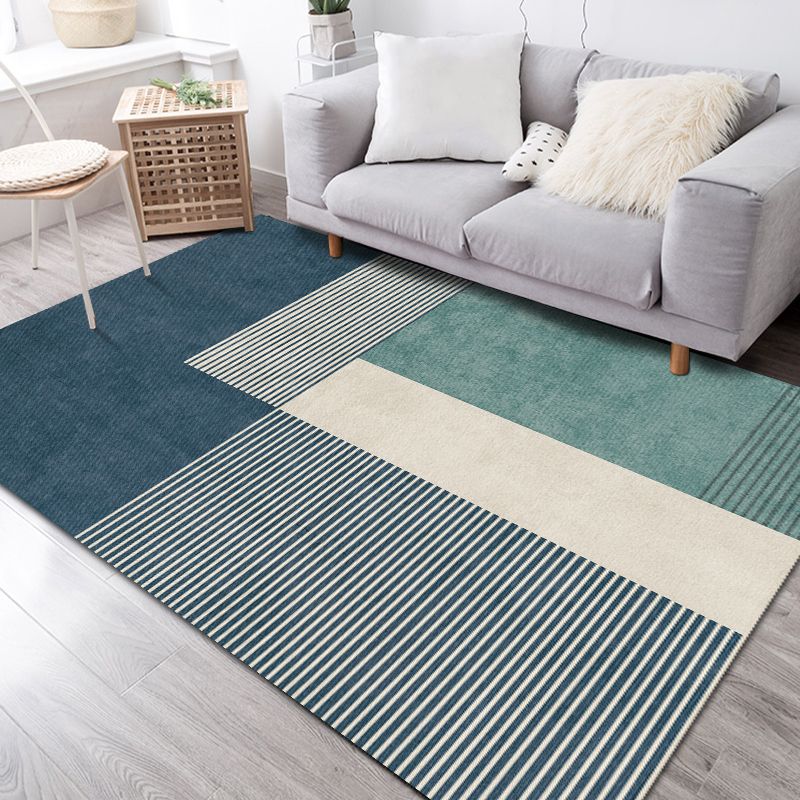 Tapis de zone moderne bleu bloc de couleur tapis de zone en Polyester tapis de support antidérapant pour la décoration intérieure