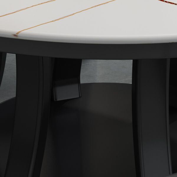 Contemporary Sintered Stone Round Dining Table Standard Kitchen Dining Table with Pedestal Base