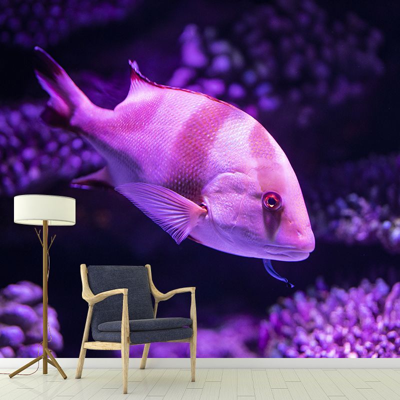Fashionable Wallpaper Fish Patterned Drawing Room Wall Mural