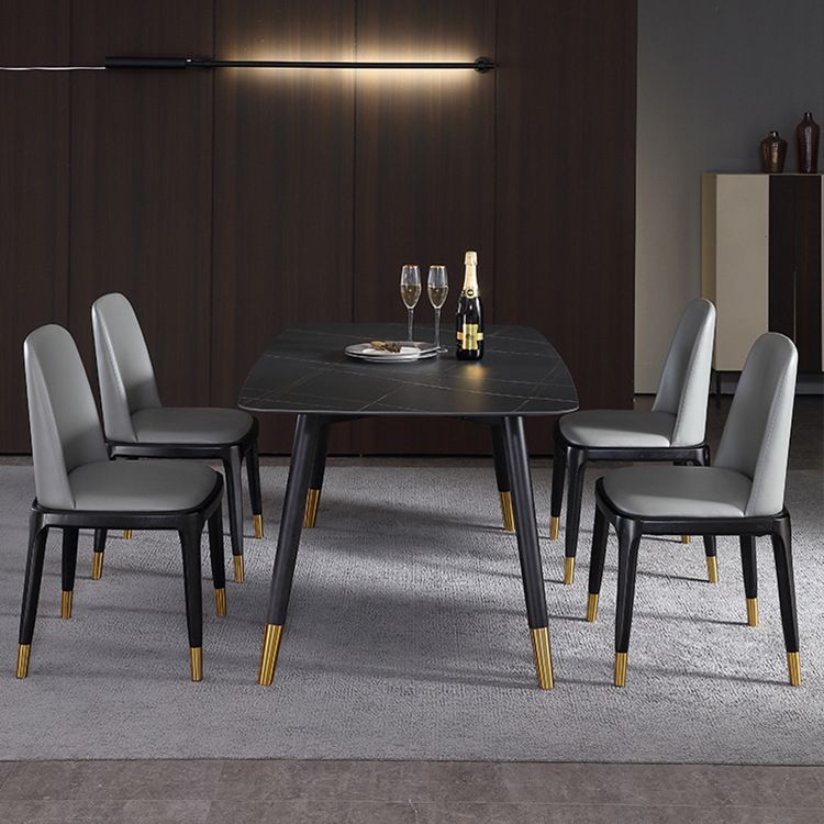 Designer Style Rectangle Dining Set 1/2/5/7 Pieces Sintered Stone Top Wooden Table Set