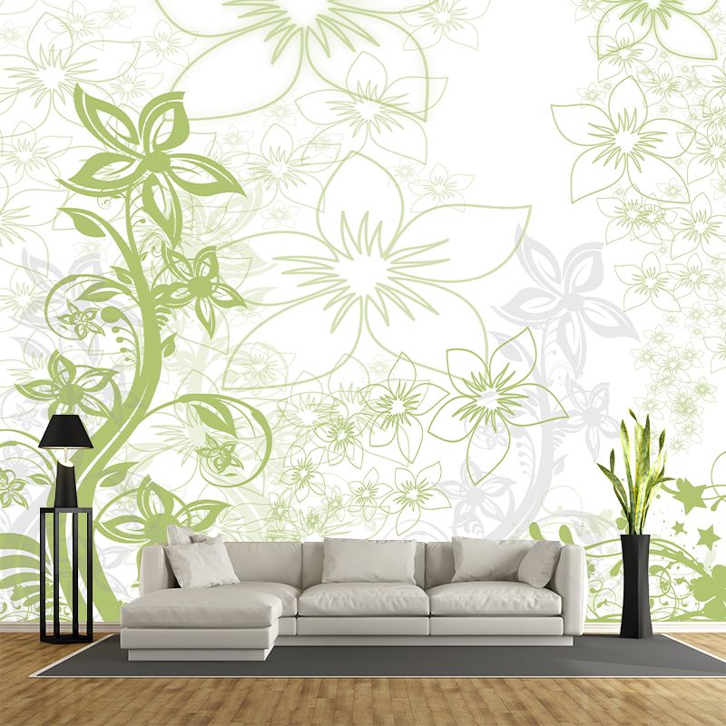Horizontal Illustration Tropical Plant Mural Eco-friendly Decorative Wallpaper for Room
