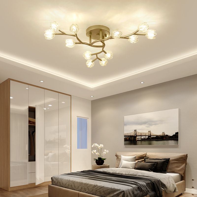 Modern Style Flower Shape Flush Mount Metal Ceiling Light for Living Room