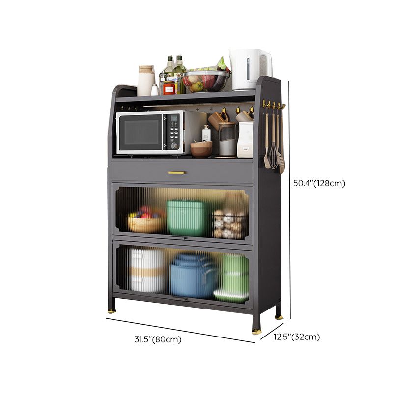 Black Metal Dining Server Contemporary Buffet Server for Kitchen