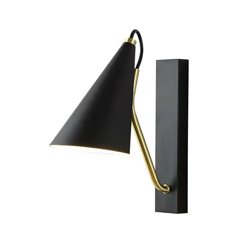 Single Contemporary Black/White Wall Mounted Sconce Metallic Shaded Wall Light