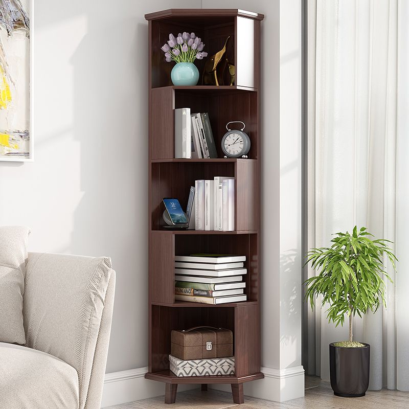 Corner Contemporary Bookshelf Wooden Closed Back Bookcase with Shelves