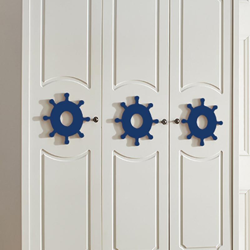 Coastal Style Wardrobe Armoire Rubber Wood and Engineered Wood Wardrobe Cabinet