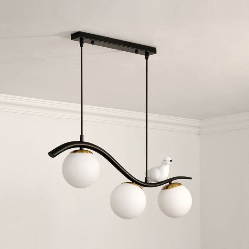 Industrial Black Kitchen Island Lighting Glass Shaded Ceiling Light for Home