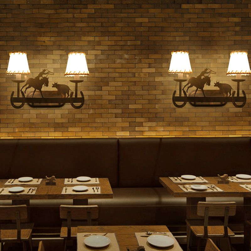 Kegel Esszimmer Wandleuchte Vintage Metall 2 Licht Rost Lampe mit Tierdekoration