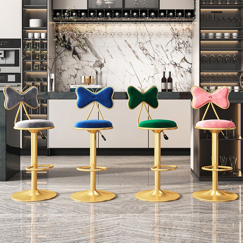 Scandinavian Design Upholstered Bar Stools with Fabric Round Stools with Footrest