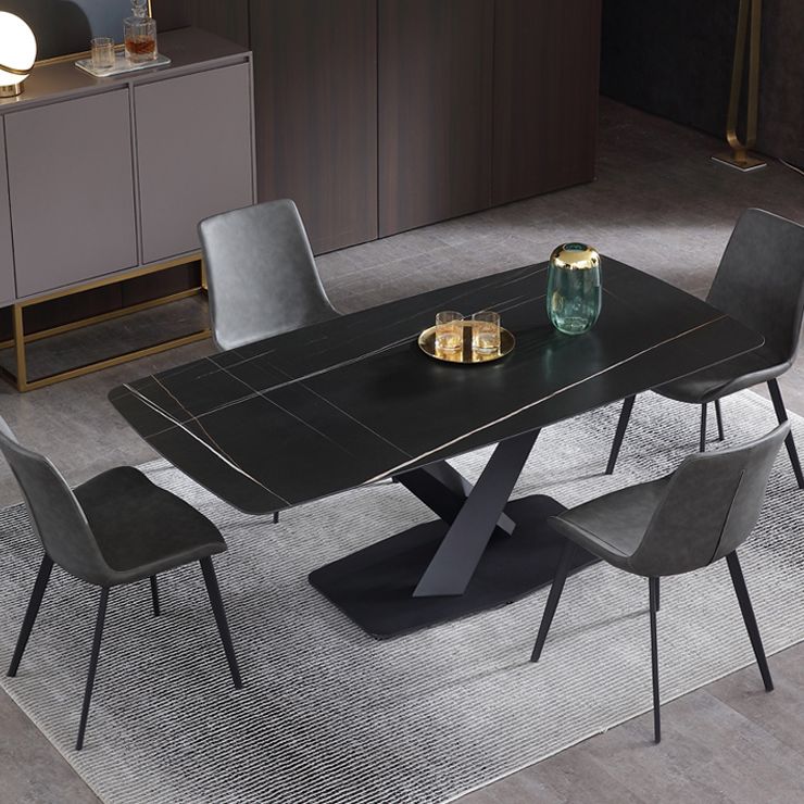 Modern Sintered Stone Dining Set 1/3/4/5 Pcs with Rectangle Table and Side Chairs