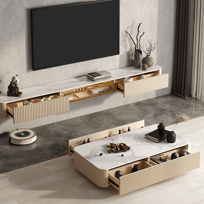 Slate Block Coffee Table No Distressing Glam Rectangle Single Coffee Table
