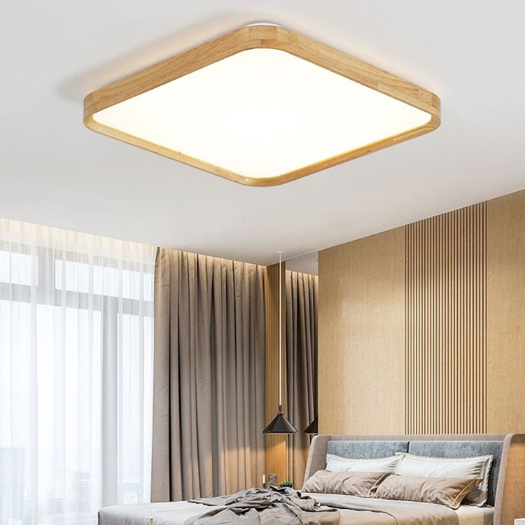 Wooden Ceiling Mount Light Simple LED Ceiling Light with Acrylic Shade for Dining Room