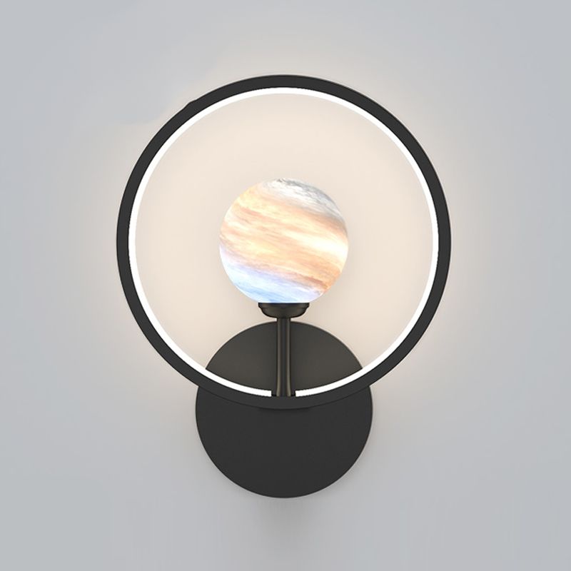 Ball Shade Metal Wall Sconce Modern Style Single Light Wall Mounted Light