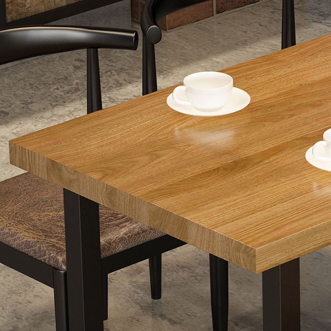 Industrial Style Solid Wood Dining Set with Traditional Height Table and Double Pedestal Base