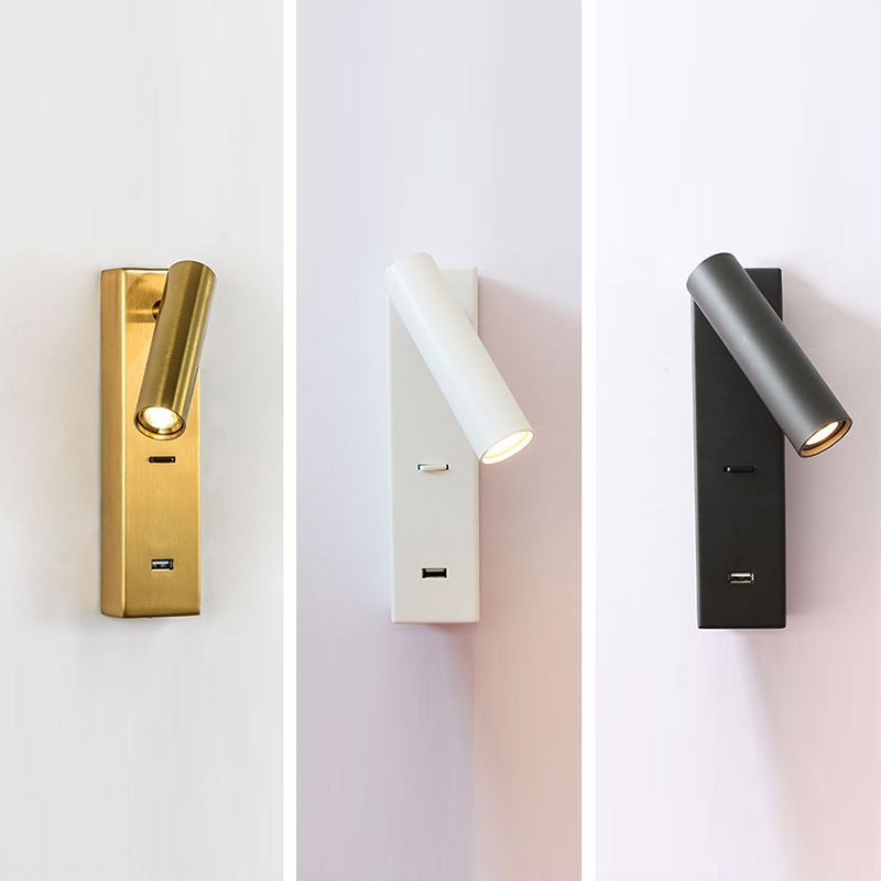 Nordic Minimalism Bedside LED Reading Lamp 350° Rotatable Spotlight Wall Sconce with Switch