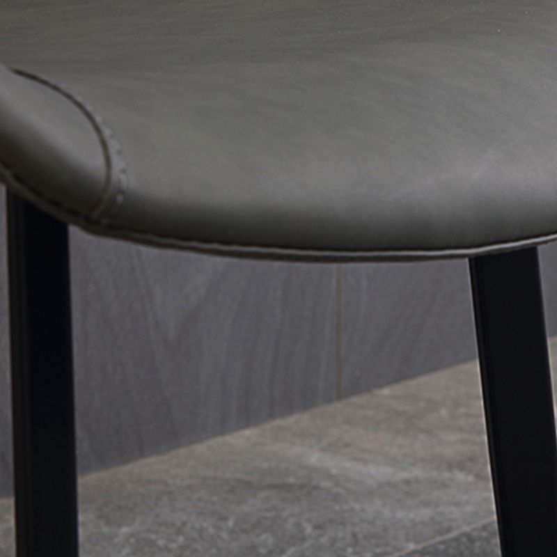 Upholstered Armless Dining Chairs Faux Leather and Metal Dining Chairs