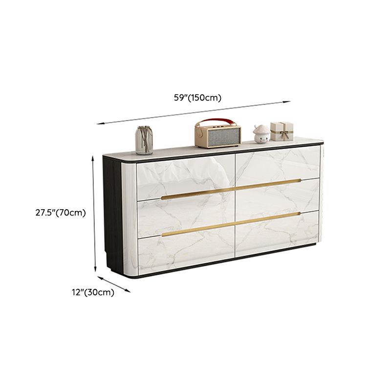 Stone Storage Chest Dresser Horizontal Storage Chest with 6 Drawers