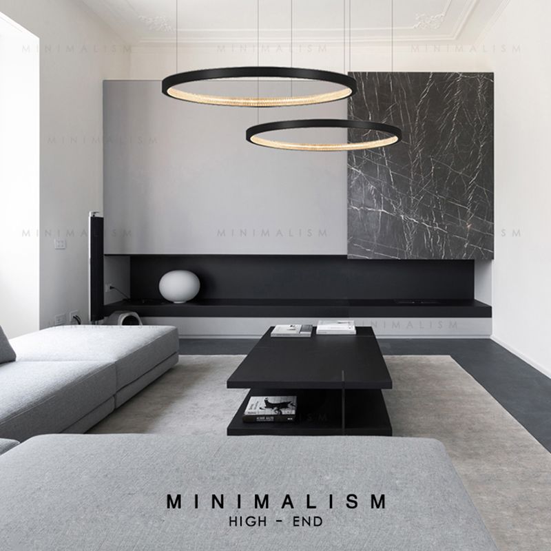 Lampadario moderno del cerchio di illuminazione a pendente a pendente lampadario in metallo lampadario