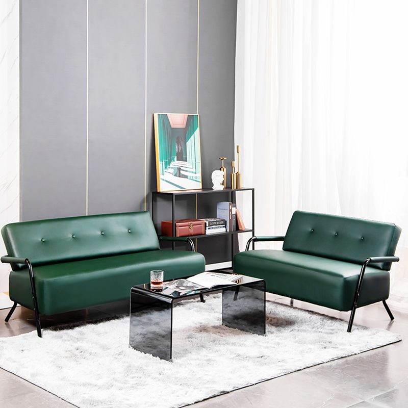 3-Seater Tufted PU Leather Sofa 57" Wide Metal Frame Seating