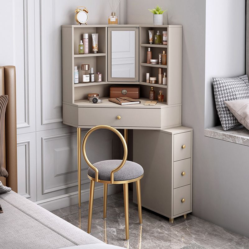 Mirrored Vanity Table and Stool Set 33.4" Wide Vanity Dressing Table