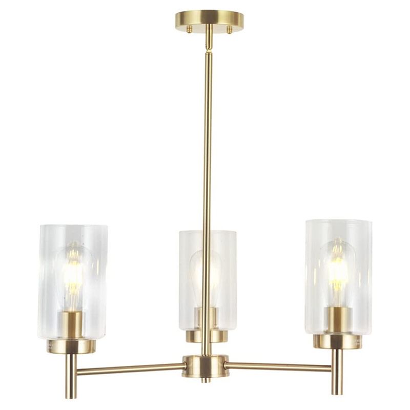 Transparent Glass Cylindrical Shade Chandelier Light Industrial Style Multi Light Ceiling Lighting Fixture for Living Room