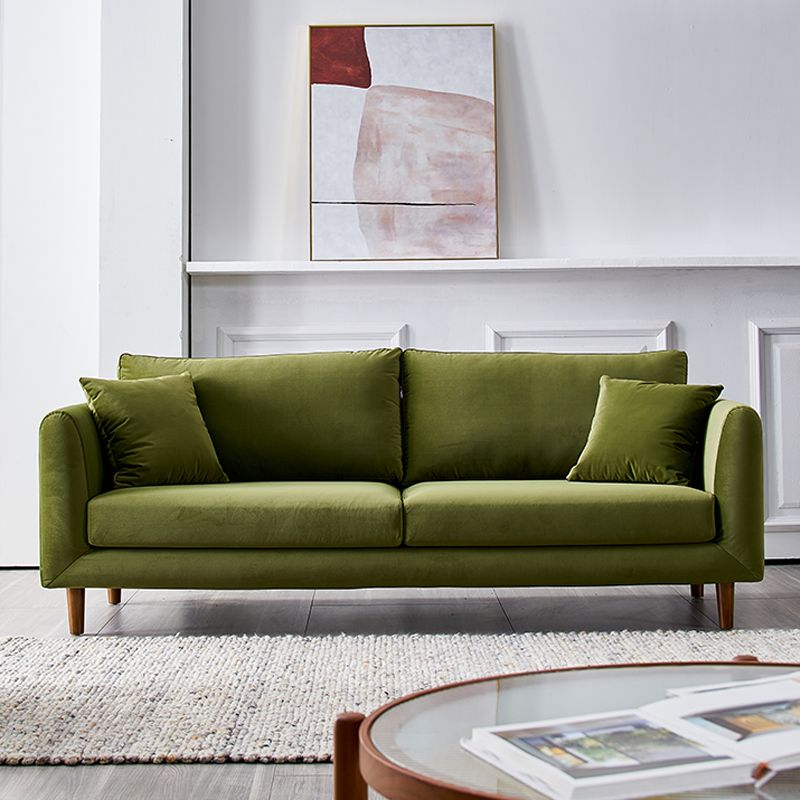 33.46" H Contemporary Velvet Square Arm Sofa with Pillows for Living Room