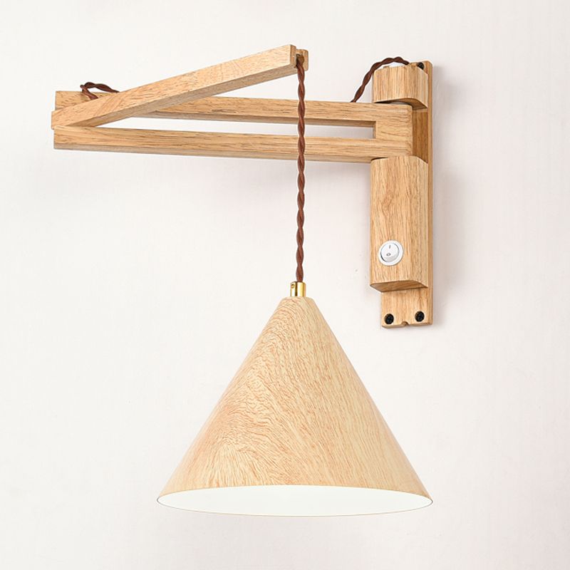 Cone Shape Wood Vanity Lamp Modern Style 1 Light Vanity Light Fixture