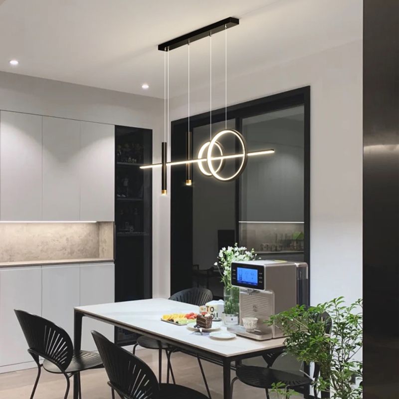 Blue New Modern LED Island Lighting Linear Clear Glass Chandelier Light Fixture for Dining Room