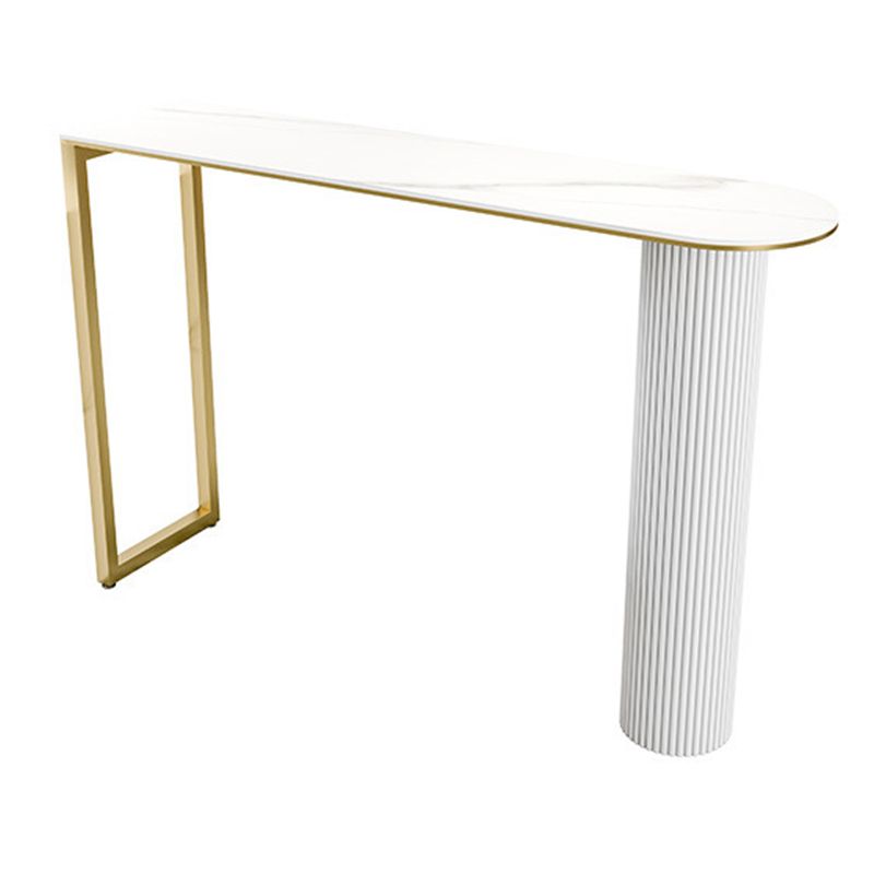 Modern Sintered Stone Bar Table Metal Base Dining Table for Kitchen Living Room