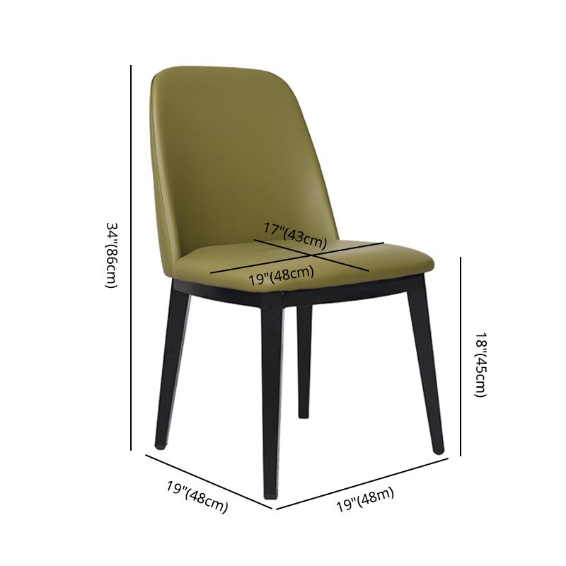Contemporary Style Dining Side Chair Armless Kitchen Chair with Wooden Legs
