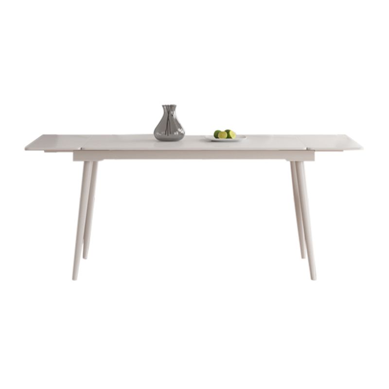 Contemporary Extendable Rectangular White Dining Table with 4 Foot