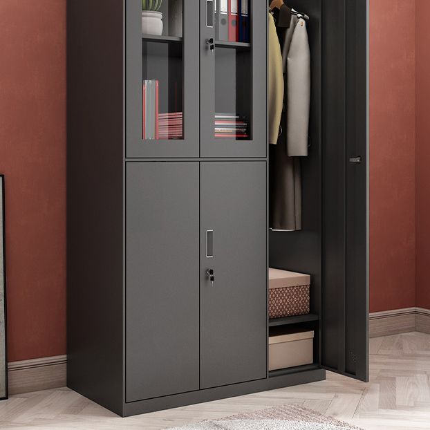Black Steel Wardrobe Closet Contemporary Hinged Wardrobe Cabinet
