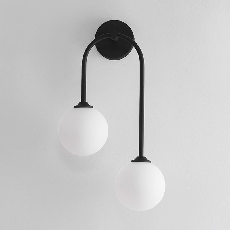 Modern Spherical Sconce Light Fixtures 2 Lights Wall Sconces with Glass Shade