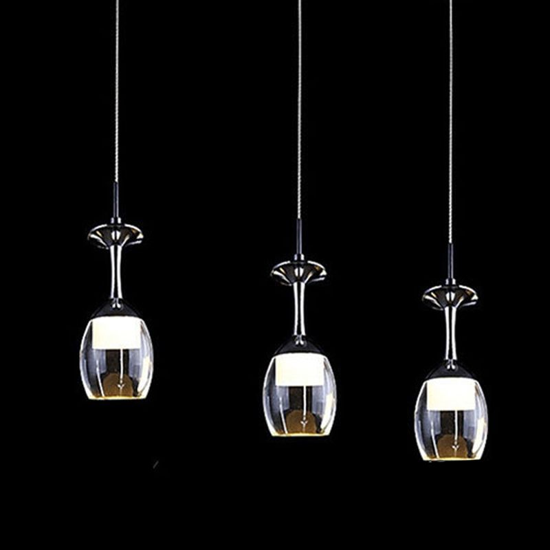 Stylish Wine Cup Pendant Light Acrylic Dining Room LED Suspension Light in Chrome