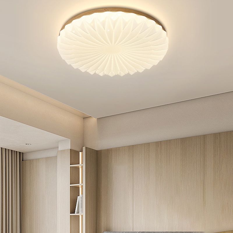 Modern Wood Flush Mount Lamp Acrylic Shade Flush Mount Ceiling Fixture for Bedroom